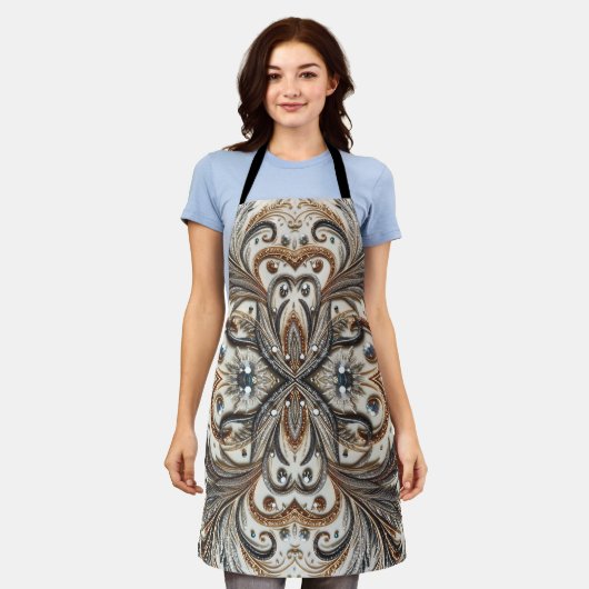 Glitterend bloemenpatroon met edelsteen schort (Gedragen)