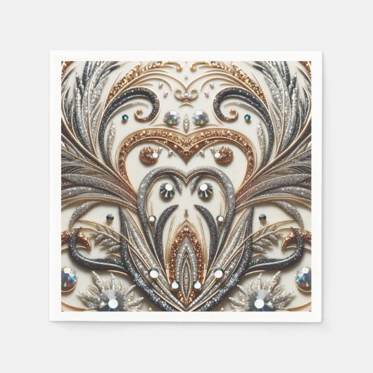 Glitterend bloemenpatroon met edelsteen servet (Voorkant)