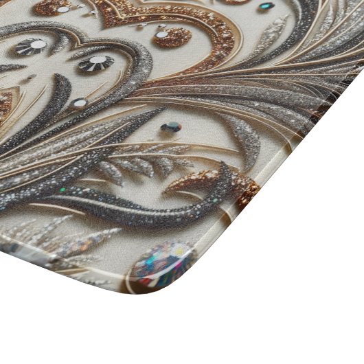 Glitterend bloemenpatroon met edelsteen snijplank (Hoek)