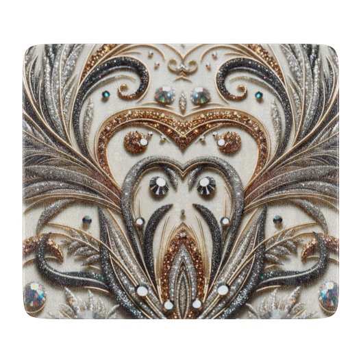 Glitterend bloemenpatroon met edelsteen snijplank (Voorkant)