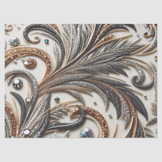 Glitterend bloemenpatroon met edelsteen tissuepapier (Voorkant)