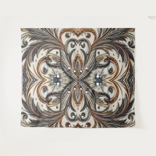 Glitterend bloemenpatroon met edelsteen wandkleed (Voorkant (horizontaal))