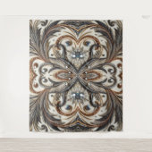 Glitterend bloemenpatroon met edelsteen wandkleed (Voorkant)