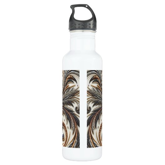 Glitterend bloemenpatroon met edelsteen waterfles  (Achterkant)