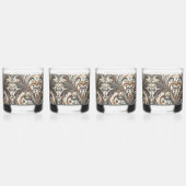 Glitterend bloemenpatroon met edelsteen whisky glas (Links)