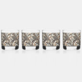 Glitterend bloemenpatroon met edelsteen whisky glas (Rechts)