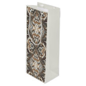 Glitterend bloemenpatroon met edelsteen wijn cadeautas (Voorkant Gekanteld)