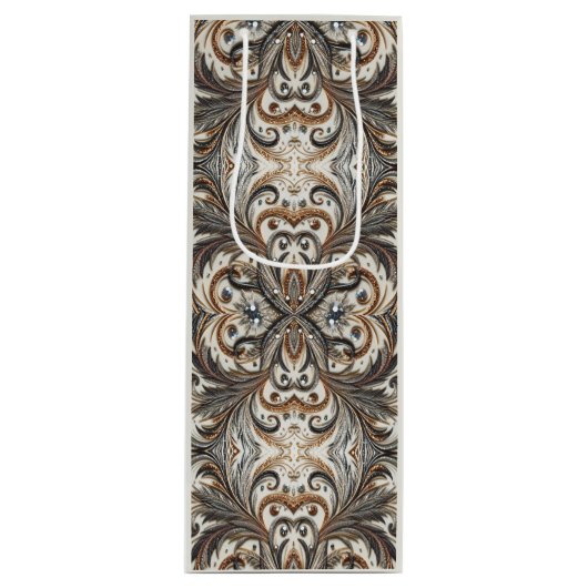 Glitterend bloemenpatroon met edelsteen wijn cadeautas (Voorkant)