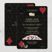 Glitterend Casino Vegas Poker Pensioenfeestje  Kaart (Voorkant / Achterkant)