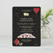 Glitterend Casino Vegas Poker Pensioenfeestje  Kaart (Staand voorkant)