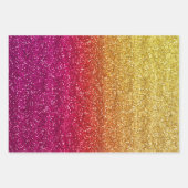 Glitterend donkerroze en geel verloop glitter inpakpapier vel (Voorkant 2)