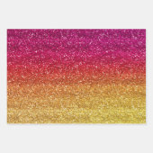 Glitterend donkerroze en geel verloop glitter inpakpapier vel (Voorkant)