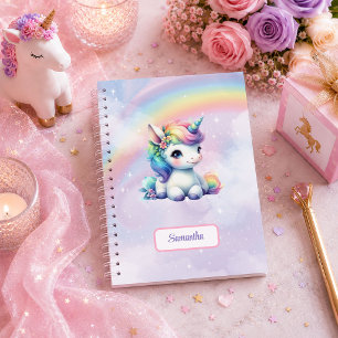 Glitterend Eenhoorn Pastel Kleuren Meisje Verjaard Notitieboek