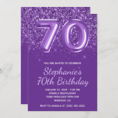 Glitterend Fonkelende Koninklijk Paars Nummer 70 V Kaart (Voorkant / Achterkant)