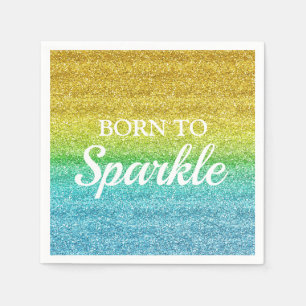 Glitterend Geel en Blauw Glitter Geboren om te Fon Servet