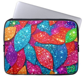 Glitterend Glitterbladpatroon Laptop Sleeve