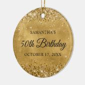Glitterend Goud 50e Verjaardag Keramisch Ornament (Links)