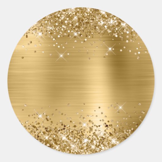 Glitterend Goud Folie Blank Ronde Sticker (Voorkant)