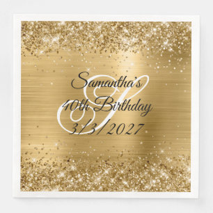 Glitterend Goud Glitters en Folie 40e Verjaardag Servet