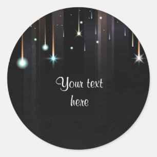 Glitterend goud op zwart achtergrond sjabloon ronde sticker