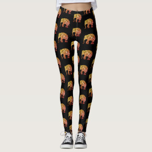 Glitterend goud oranje ombre Olifant patroon zwart Leggings