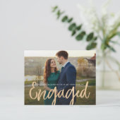 Glitterend Goud Verloving Save the Date Briefkaart (Staand voorkant)