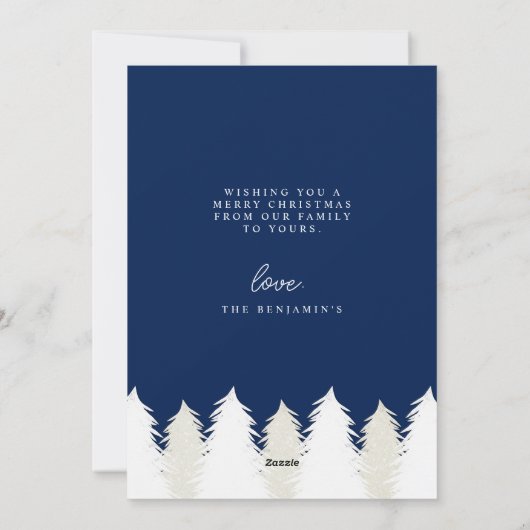 Glitterend Gouden Blauwe Kerstbomen 'Tis het Seizo Feestdagenkaart (Achterkant)