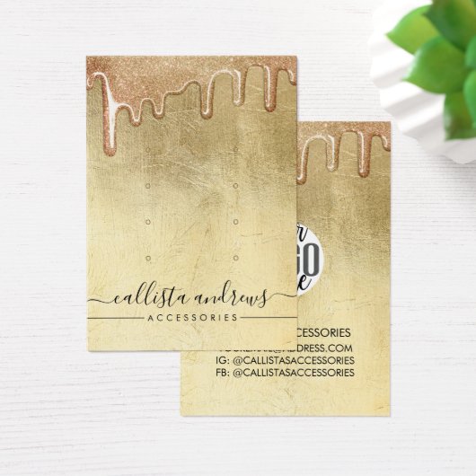 Glitterend gouden dikke glitterslierten logo oorbe visitekaartje (Bureau)