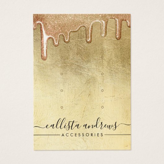 Glitterend gouden dikke glitterslierten logo oorbe visitekaartje (Voorkant)
