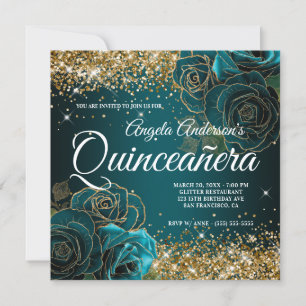 Glitterend Gouden Glitter Blauwe Teal Roze Quincea Kaart