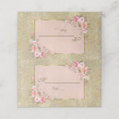 Glitterend Gouden Glitter Blush Bloemstuk Nummer Plaatskaartje (Buitenkant ongevouwen)