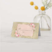 Glitterend Gouden Glitter Blush Bloemstuk Nummer Plaatskaartje (Voorkant)