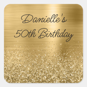Glitterend Gouden Glitters en Folie 50ste Verjaard Vierkante Sticker