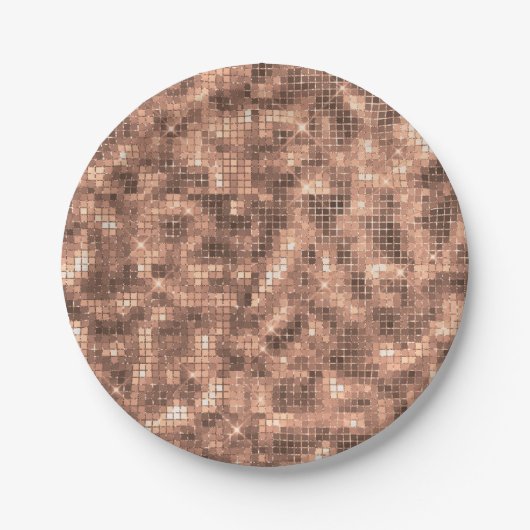 Glitterend Gouden Luxe Glans Meisjesachtige Paille Papieren Bordje (Voorkant)
