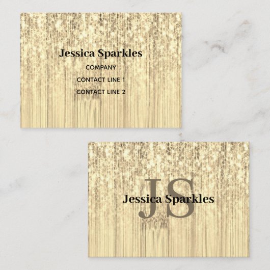 Glitterend gouden sepia bamboe houten bling Monogr Visitekaartje (Voorkant / Achterkant)