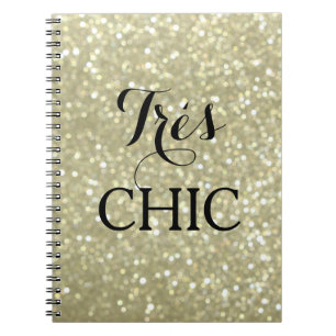 Glitterend gouden ZEER CHIC notitieboek