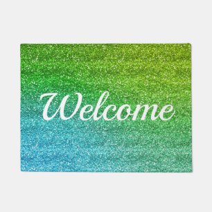 Glitterend groen & blauw glinsterend 'Born to Spar Deurmat