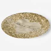 Glitterend Hart van Goud Persoonlijk Papieren Bordje (Gekanteld)