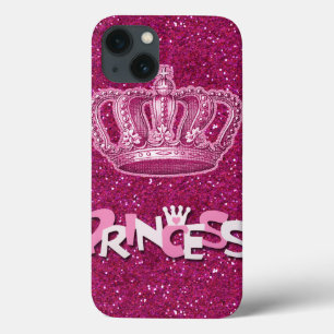 Glitterend Heet Roze Prinses Glitter & Vintage Kro iPhone 13 Hoesje