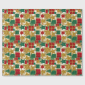 Glitterend kerstpatroon cadeaupapier (Vlak)