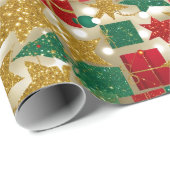Glitterend kerstpatroon cadeaupapier (Rol Hoek)