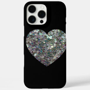 Glitterend kleurrijk zilveren mozaïek Hart iPhone 16 Pro Max Hoesje