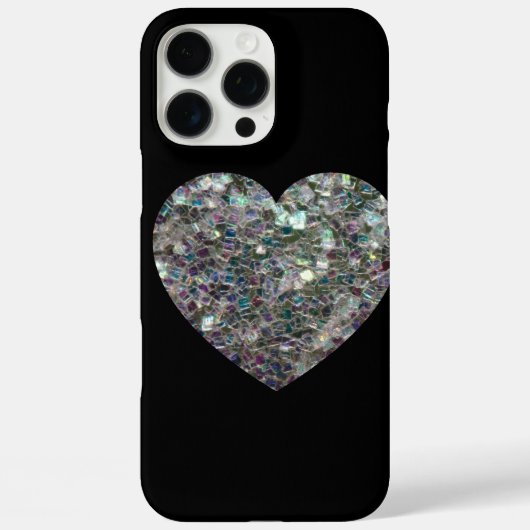 Glitterend kleurrijk zilveren mozaïek Hart Case-Mate iPhone Case (Achterkant)