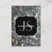 Glitterend kleurrijk zilveren mozaïek monogram visitekaartje (Achterkant)