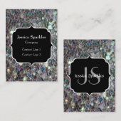 Glitterend kleurrijk zilveren mozaïek monogram visitekaartje (Voorkant / Achterkant)