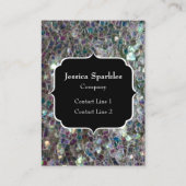 Glitterend kleurrijk zilveren mozaïek monogram visitekaartje (Voorkant)