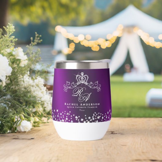Glitterend kroonmonogram magenta (Huwelijk)