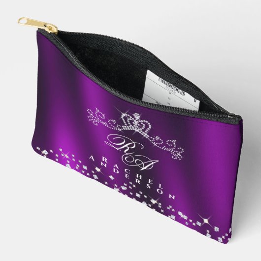 Glitterend kroonmonogram magenta etui (Open)