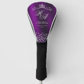 Glitterend kroonmonogram magenta golfheadcover (Voorkant)