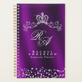 Glitterend kroonmonogram magenta planner
